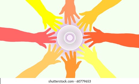 circle of vector hands