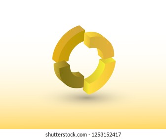 Circle vector icon illustration using golden or yellow color meaning rotation or cycle of any thing on white background
