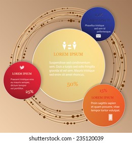 Circle Vector illustration. Can be used for workflow layout, diagram, number options, web design, infographics, business brochure. Connections, social network, phone, conversations.