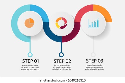 Circle vector infographic of 3 steps or options or components for business or finance information or presentation