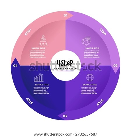 Circle vector infographic rotating 4 steps, for visual business presentation process can be edited and used, 4 step infographic.