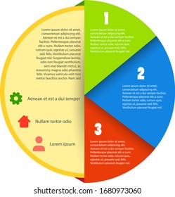 Circle Vector Infographic Template with three steps and color icons and with place for your text