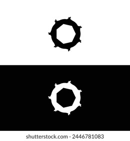 Diseño de ilustración de logotipo de Vector circular . Icono de logotipo en blanco y negro  