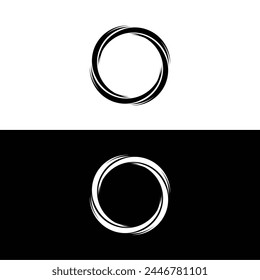 Diseño de ilustración de logotipo de Vector circular . Icono de logotipo en blanco y negro  