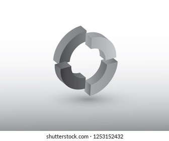 Circle vector logo illustration using gray color meaning rotation or cycle of any thing on white background 