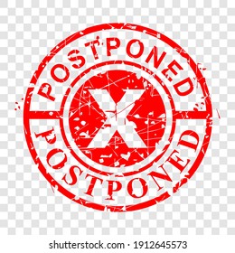 Circle Vector Red Grunge Rubber Stamp Effect, Postponed at transparent Effect Background

