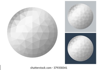 Circle Vector In Silver Low Poly Style On White, Gray And Dark Background.