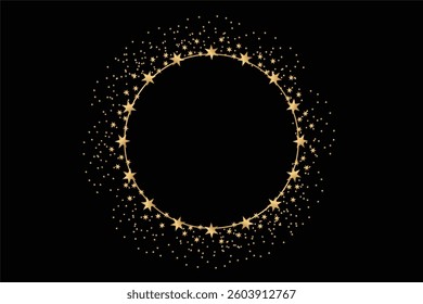 Circle vector template with gold star sparkles
