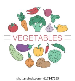 A circle of vegetables. Cooking and healthy eating. For a flyer or a print.