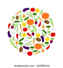 Circle of vegetables, vector illustration