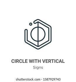 Circle with vertical line sign outline vector icon. Thin line black circle with vertical line sign icon, flat vector simple element illustration from editable signs concept isolated on white 