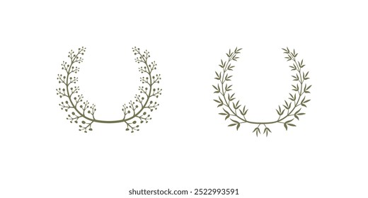 Circle Victory Award Wreath with Leaves. Circle Victory Award Wreath with Laurel Leaves – Perfect for Emblems, Labels, and Branch Laurel Wreath Designs for Victory and Success Symbols
