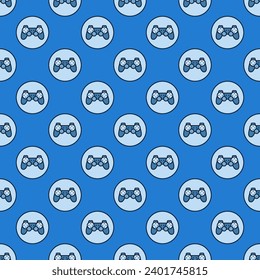 Circle with Videogame Controller vector Joypad concept colored seamless pattern