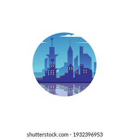 circle view of a city building vector illustration