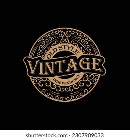 circle vintage classic retro logo design with unique circular ornament saying "old style vintage"