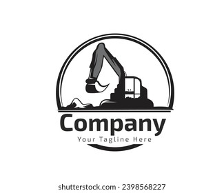 circle vintage excavator contractor Logo design vector template illustration inspiration