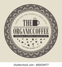 Circle vintage frame. Round coffee shop label