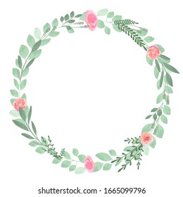 circle vintage frames with flowers blossom and leaves. Vector image