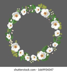 los marcos vintage circundantes con flores florecen y hojas. Imagen vectorial
