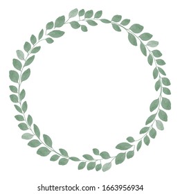 circle vintage frames with leaves and eucalyptus. Vector image