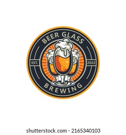 circle vintage logo design with three beers in the middle