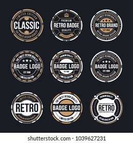 Circle Vintage And Retro Badge Design Collection. Vector Illustration