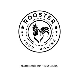 circle vintage rooster logo template illustration