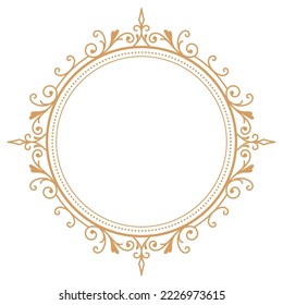 Circle vintage round frame flourish label vector