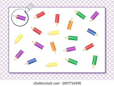 Circle violet color. Kindergarten worksheet to help children strengthen his visual discrimination skills. Different pencils