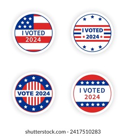 Circle voting label, responsible voting icon. American elections, voting sign. USA flag I Voted sticker.