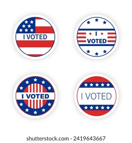 Circle voting label, responsible voting icon. American elections, voting sign. USA flag I Voted sticker.