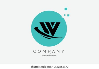 Circle W alphabet letter logo icon with dots and  swoosh. Template design for a business or company