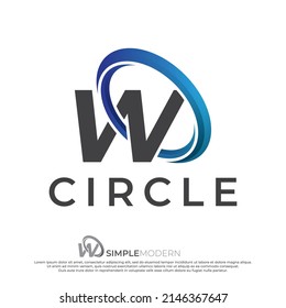 Circle W logo illustration, abstract circle swirl logo design elements. Origami paper flat style