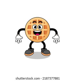 circle waffle cartoon with surprised gesture , character design