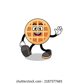 circle waffle cartoon walking , character design