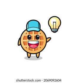 Circle Waffelchartoon, der die Idee bekommt, süßes Design