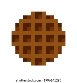 Circle waffle pixel art. Vector illustration. Valentine's Day. Chocolate Waffles.