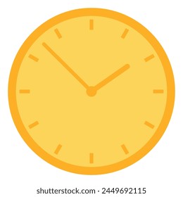Circle wall clock icon. Stopwatch measurement face, business process stroked flat element for modern and retro design. Simple color vector pictogram isolated on white background
