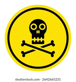 Circle warning sign skull and crossbones is used to indicate danger, poison, or hazardous material.
