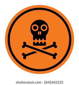 Circle warning sign skull and crossbones is used to indicate danger, poison, or hazardous material.