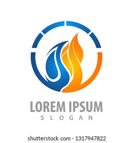 Circle water and fire logo concept design. Symbol graphic template element 