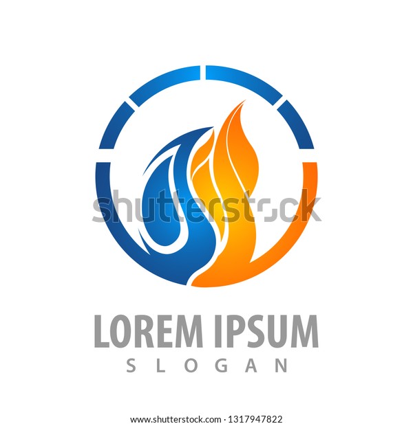 Circle Water Fire Logo Concept Design Stock Vector Royalty Free