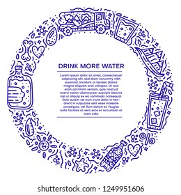 Circle water text template. Vector illustration.