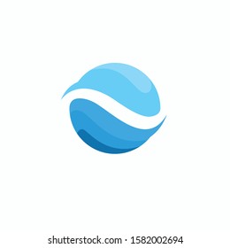 CIRCLE WATER WAVE LOGO DESIGN TEMPLATE VECTOR