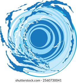Circle of water or waves for surfers on the beach