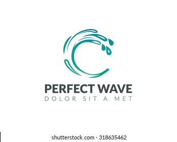 Circle wave abstract vector logo design template. Surfing circle icon. Cleaning futuristic style logotype.