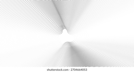 Circle with wave line pattern flowing background in concept of music, technology, ai, futuristic