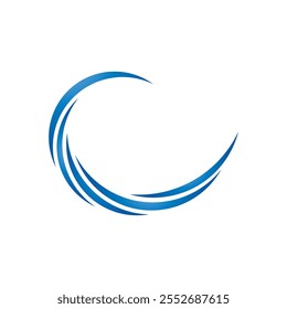 circle wave logo icon. Waves symbol logo icon design, blue waves logo icon illustration design.