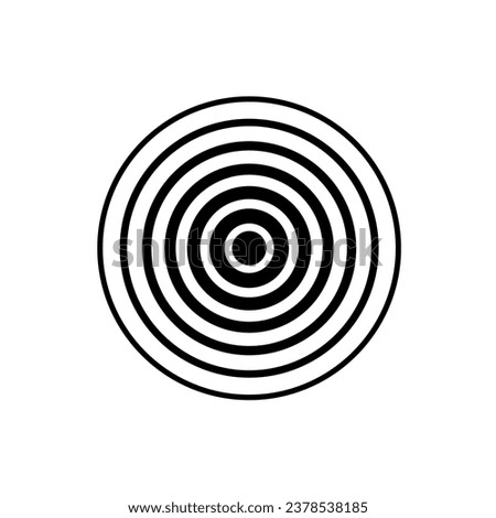 Circle wave. Sound icon. Black effect pulse isolated on white background. Signal radar. Pattern sonar. Vibration line design. Radial rays. Vector illustration