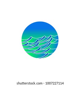 Circle waves beach logo and symbols template